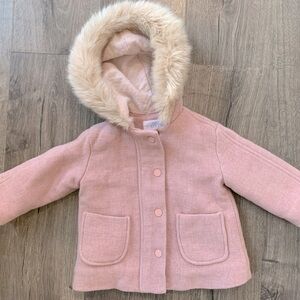 Zara baby 12-18 months wool hooded zip coat